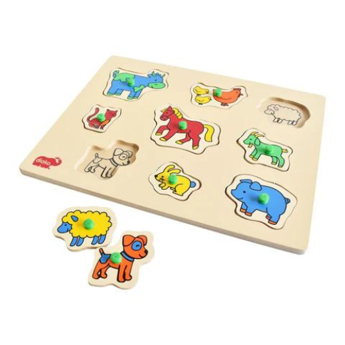 Barnyard Friends Puzzle Board / Animal Shape Matching Game / Farm Buddies Wooden Puzzle